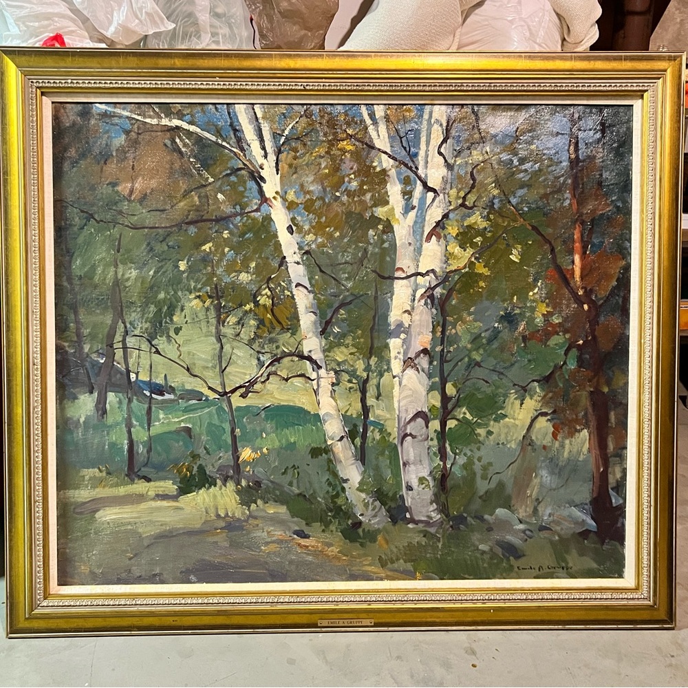 Emile Albert Gruppé large oil painting RARE